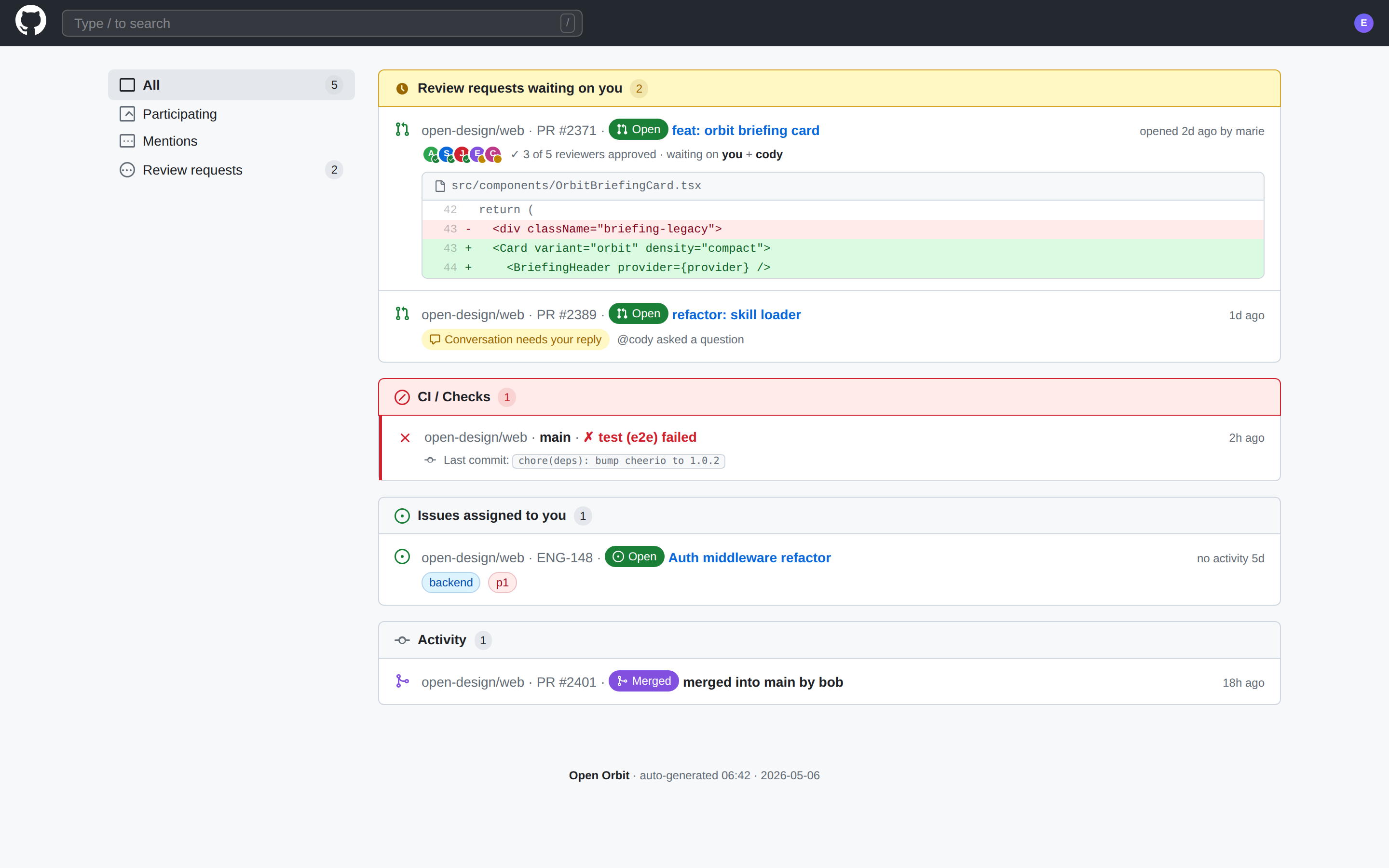 Orbit Github preview